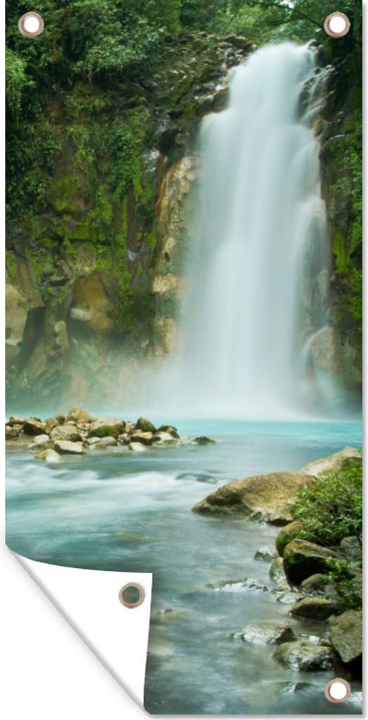 MuchoWow 80x160 cm Outdoor-Poster Gartendeko Sichtschutz Garten Poster für den Garten Dschungel - Natur - Wasserfall