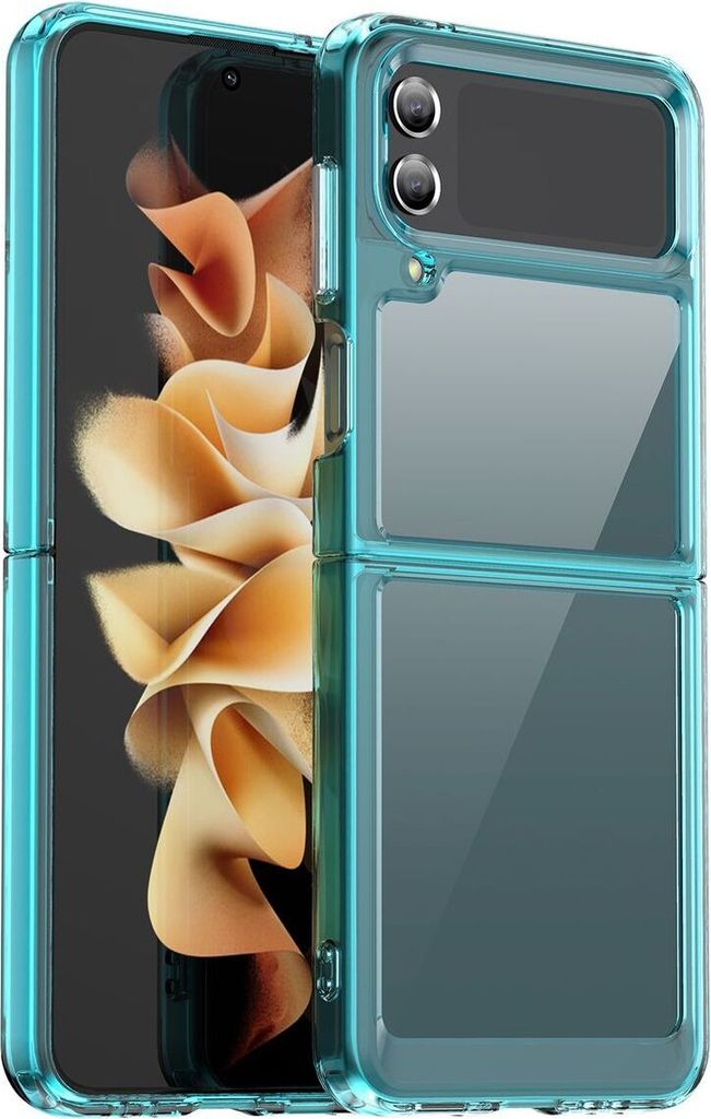 König Design Hülle kompatibel mit Samsung Galaxy Z Flip4 5G Kunststoff Soft Handyhülle - Handy Case Transparent Blau