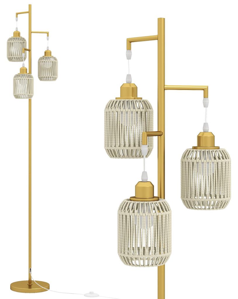 KOMFOTTEU Stehlampe 173 cm, Stehleuchte mit 3 E27 Fassungen Produktbild 
