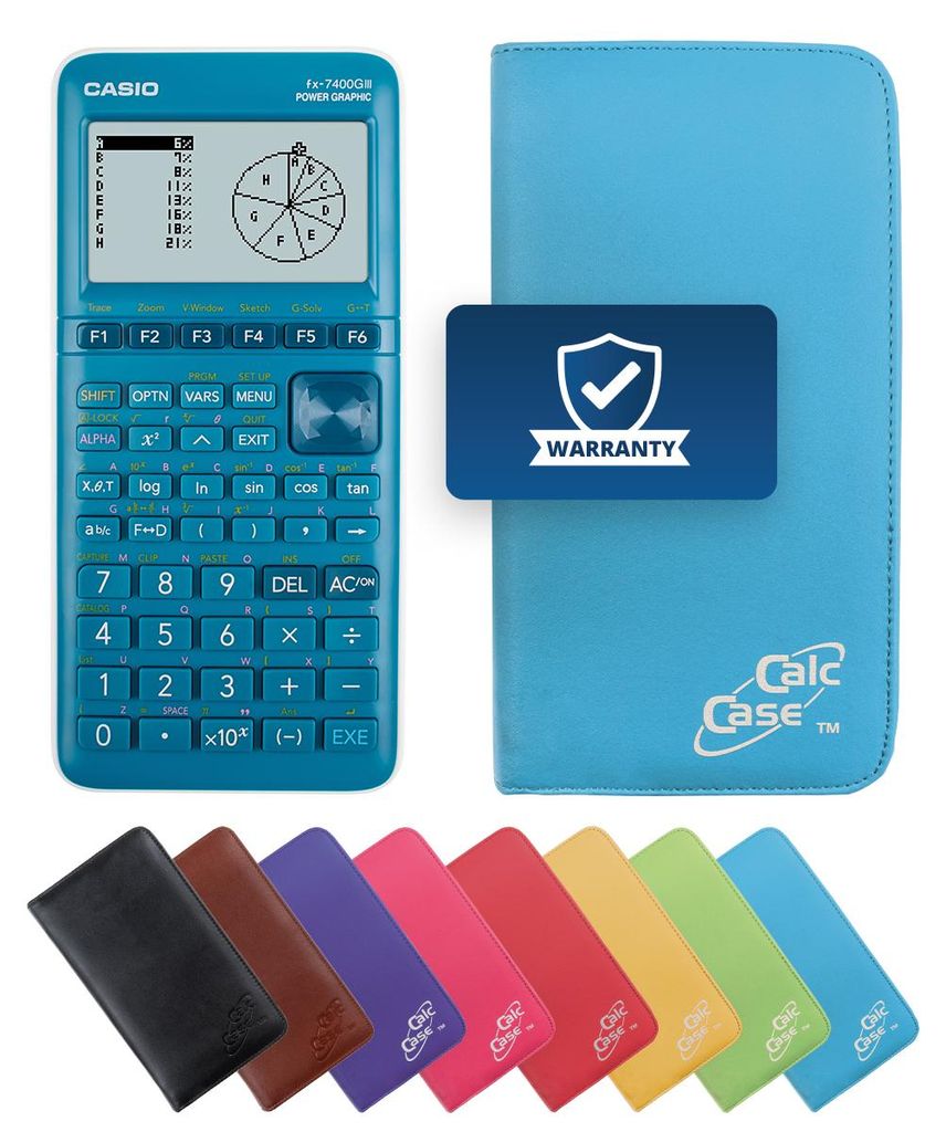 Casio FX-7400 G III Grafikrechner und Schutztasche hellblau Produktbild 