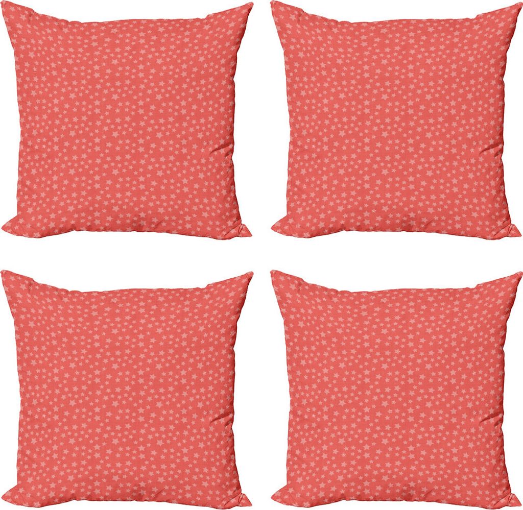 ABAKUHAUS Geometrisch Kissenbezug Set (4 Stück), Repetitive Weihnachten Sterne, Moderner Doppelseitiger Digitaldruck, 60 cm x 60 cm, Dark Salmon a...