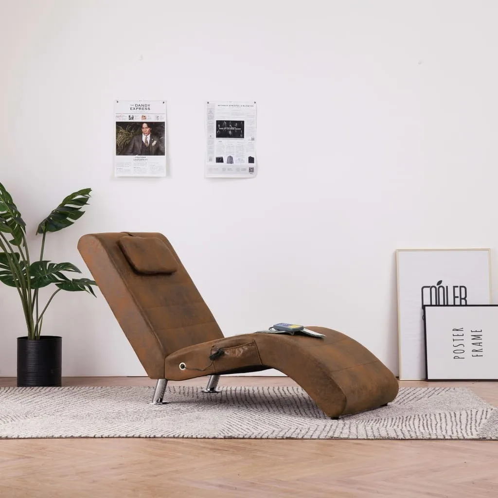 Chaise longue de massage relaxation totale pour salon en similicuir brun