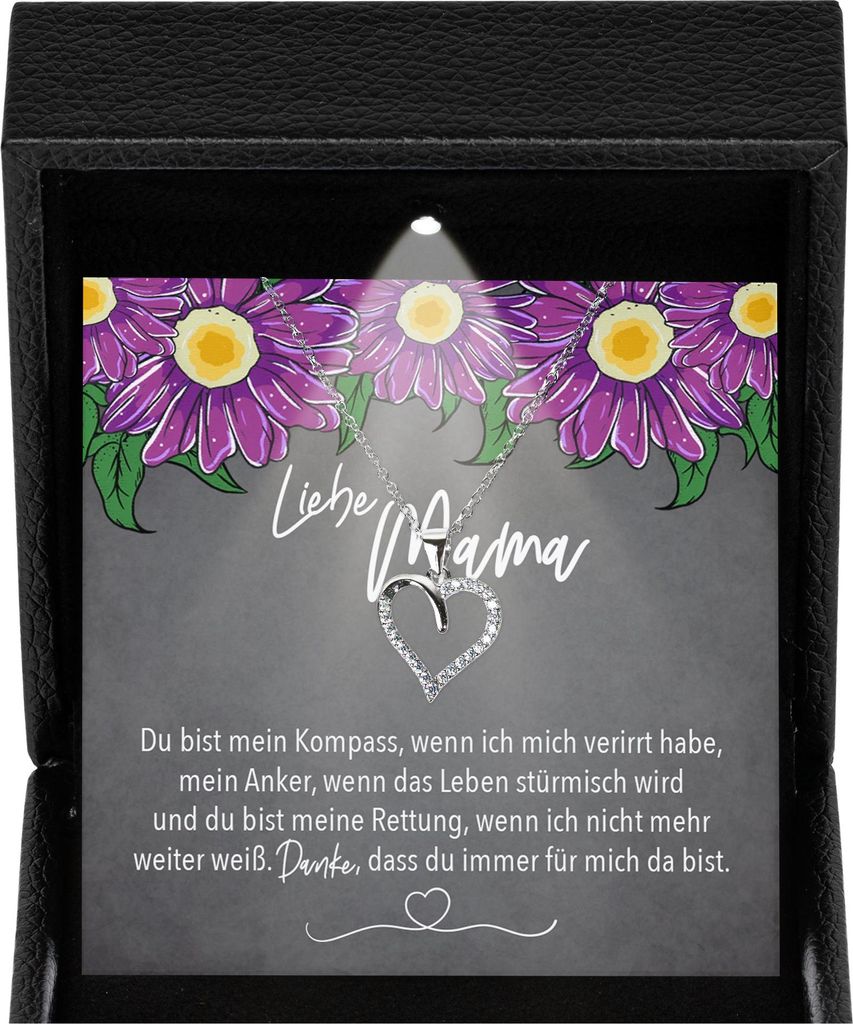 22Feels Liebe Mama Geschenk Damen Schmuck - Silber 925/000 Herz Halskette Frauen - Muttertag Geburtstag Weihnachten Idee Tochter Sohn Mutter Eltern...