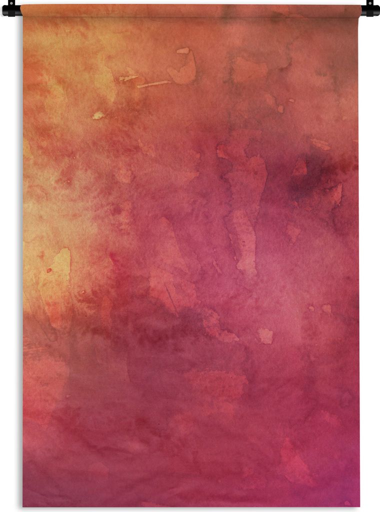 MuchoWow Wandteppich Wandbehang Aquarell - Gelb - Orange - Rot 60x90 cm Tapisserie Dekoration Wandtuch - Foto-Teppich - Abwaschbar