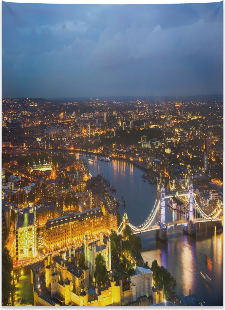 Abakuhaus Modern Wandteppich, Sonnenuntergang in der Stadt London aus Weiches Mikrofaser Stoff Kein Verblassen Klare Farben Waschbar, 110 x 150 cm,...