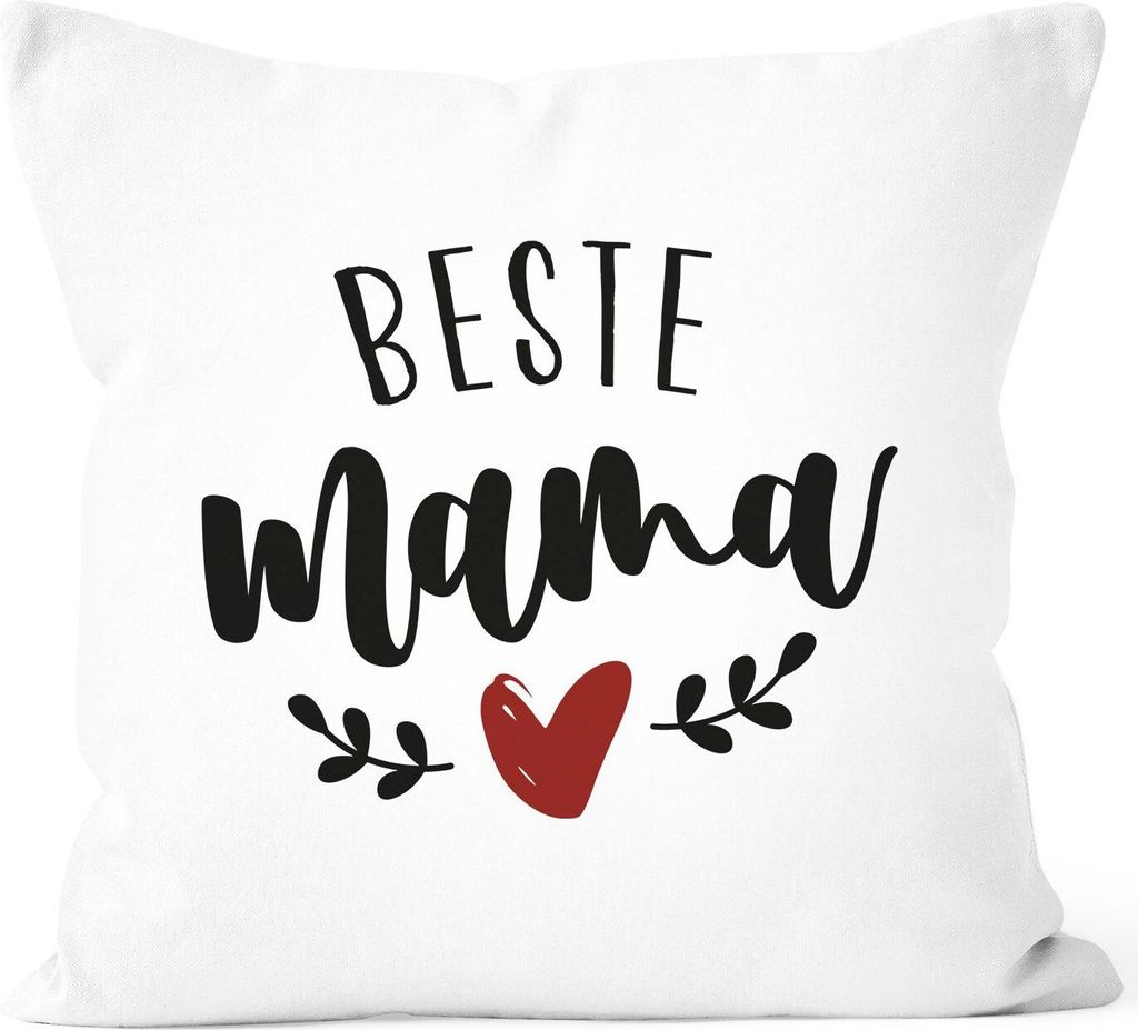 Kissen-Bezug Beste Mama Herz Geschenk für Mama Dankeschön Muttertag Geburtstag Weihnachten SpecialMe weiß 40cm x 40cm