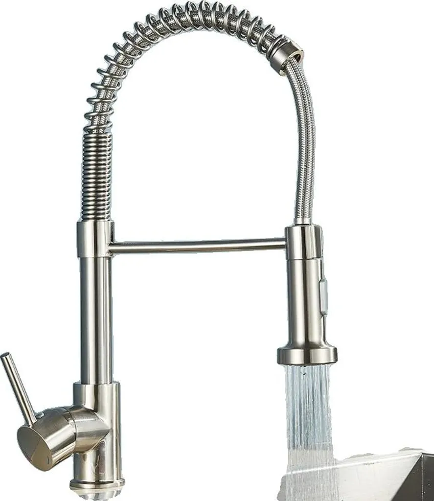 Rubinetto Cucina Eco-Design Nichelato con Doccetta Flessibile 360°