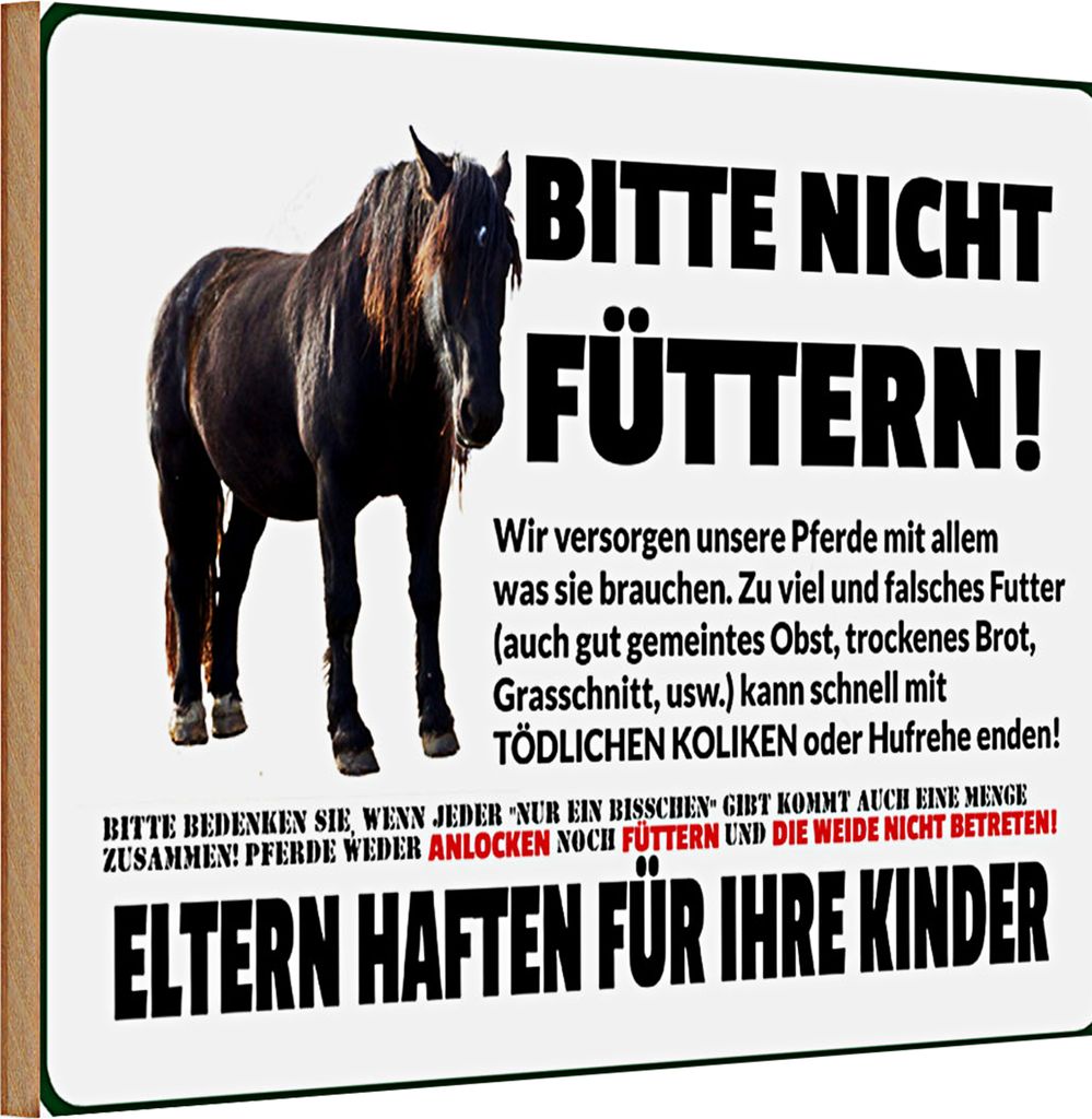 Holzschild Spruch Verbotsschild 30x20cm bitte nicht füttern