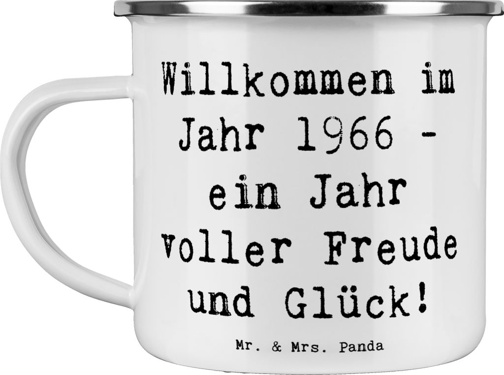 Mr. & Mrs. Panda Teetasse Spruch 1966 Geburtstag - Weiß - Geschenk, Geburtstagsfeier, Nostalgie, Happy Birthday, becher emaille, Alter, Geburtstag...