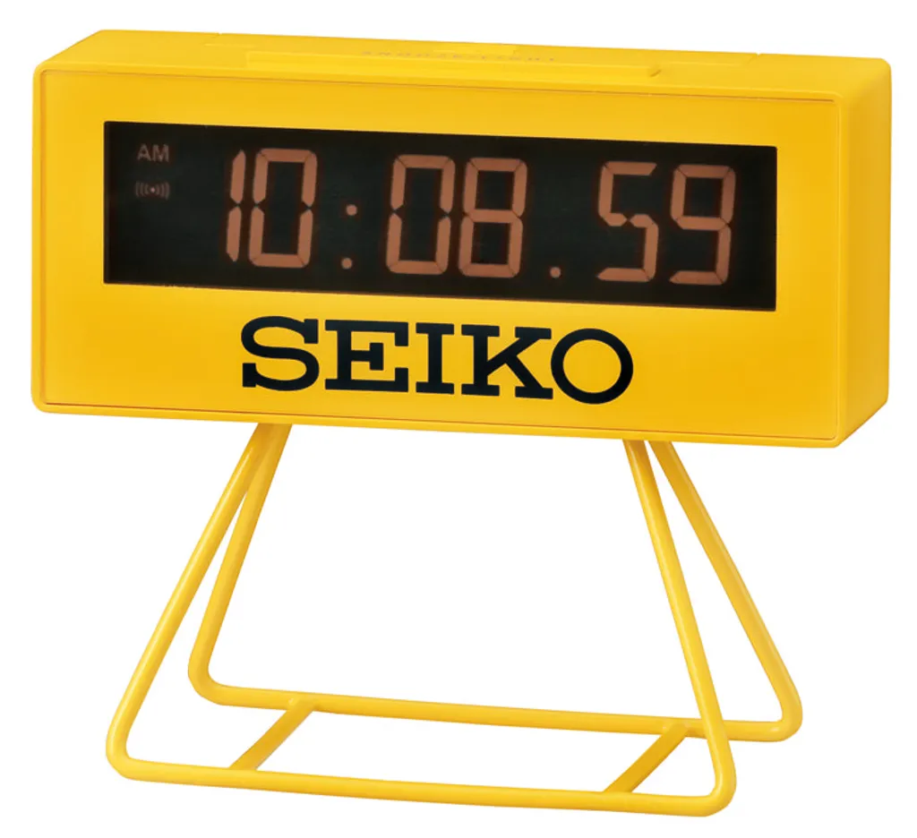 Réveil Seiko QHL062Y jaune rétro : horloge digitale de running