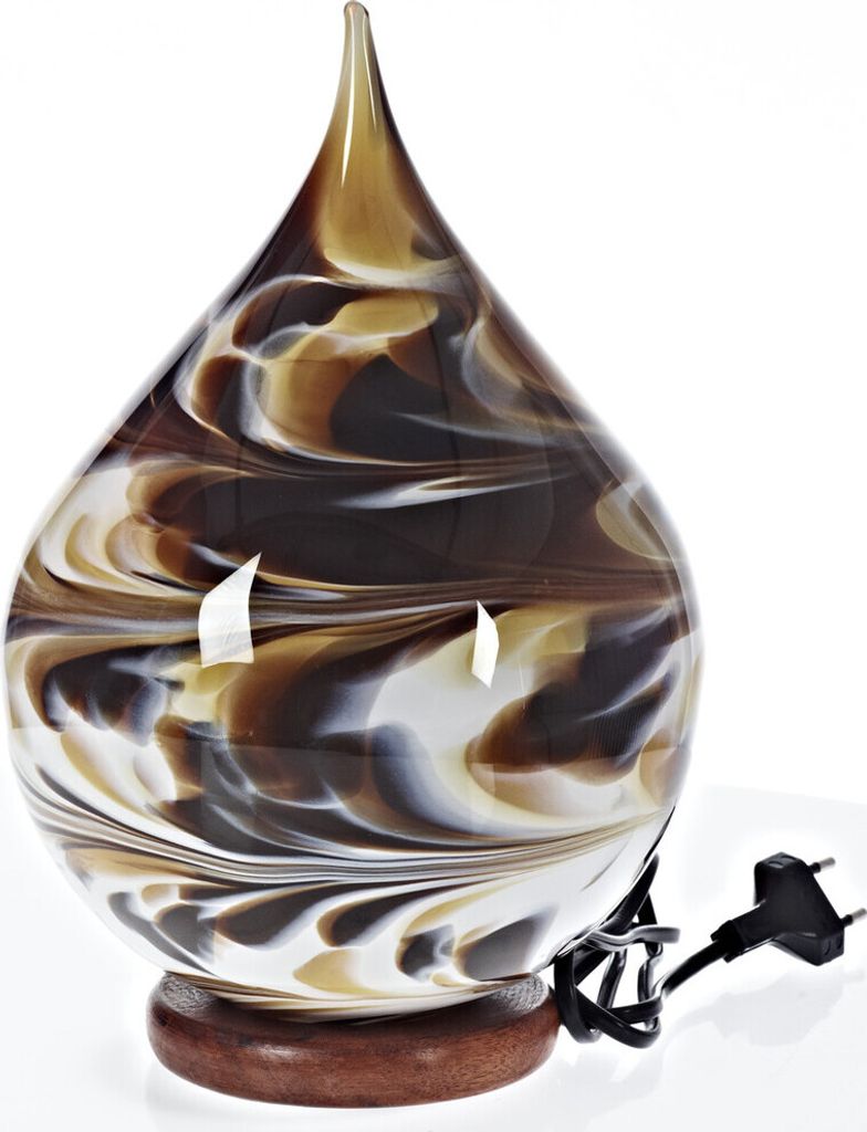 Tischlampe Beleuchtung Lichtquelle Leuchte Dekoration Glas Kegel 25cm LED braun