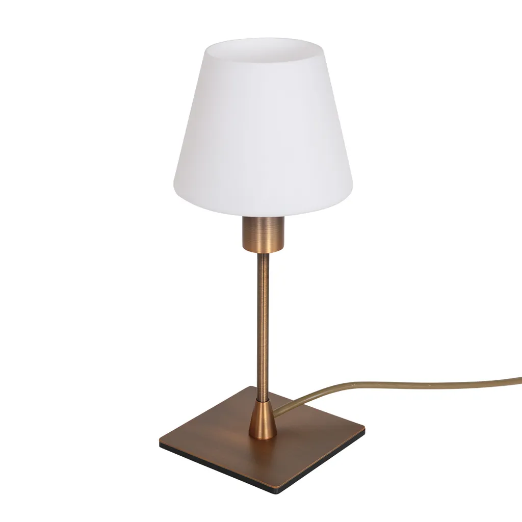 Petite lampe à poser bronze Ancilla Steinhauer Ø 14cm verre dépoli E14