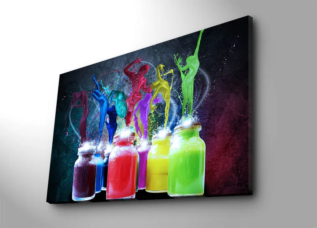 Tableau Salon Grand Format 70x100 cm Toile Suédine Design Coloré Chic