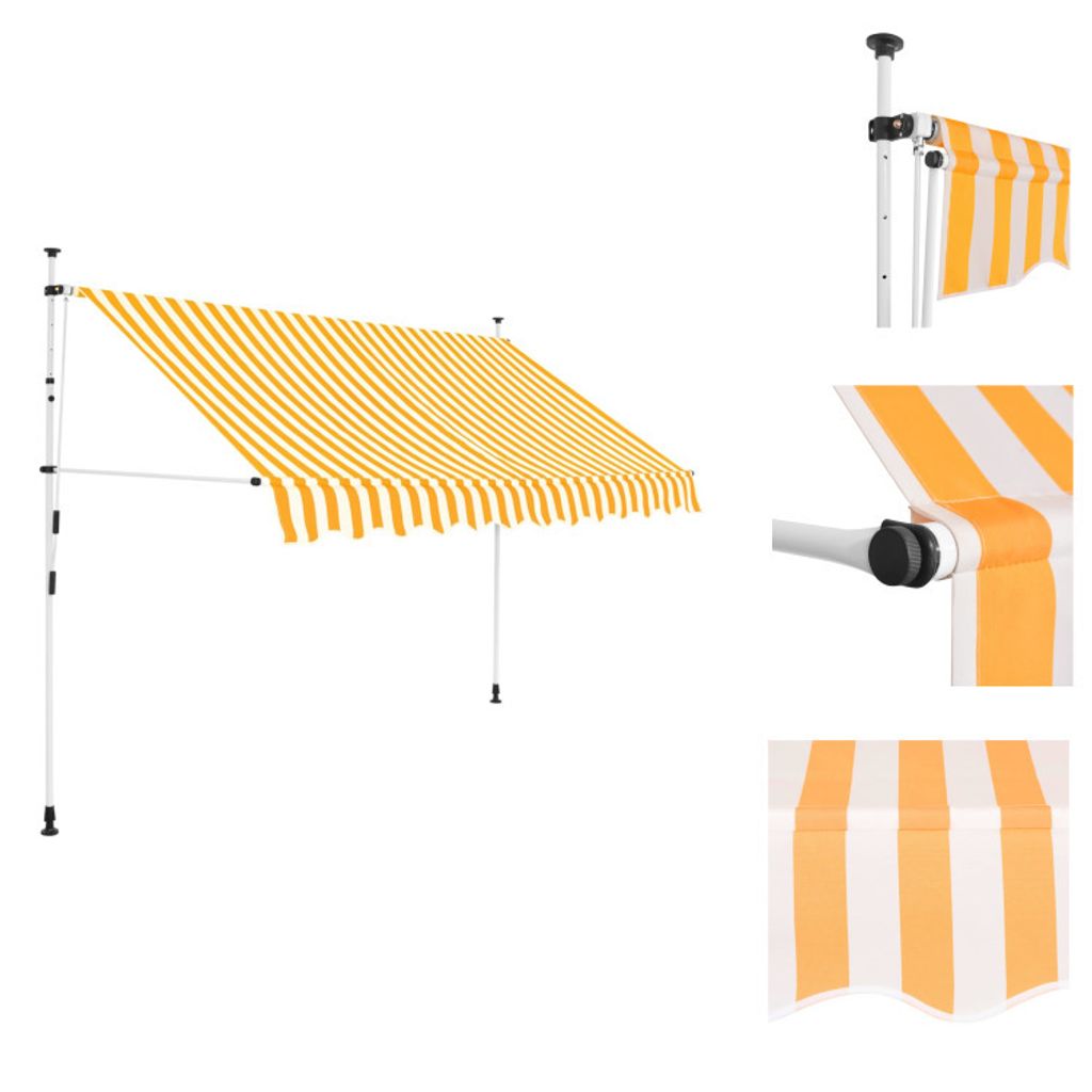 vidaXL Einziehbare Markise Handbetrieben 250 cm Orange/Weiß Gestreift - Markisen