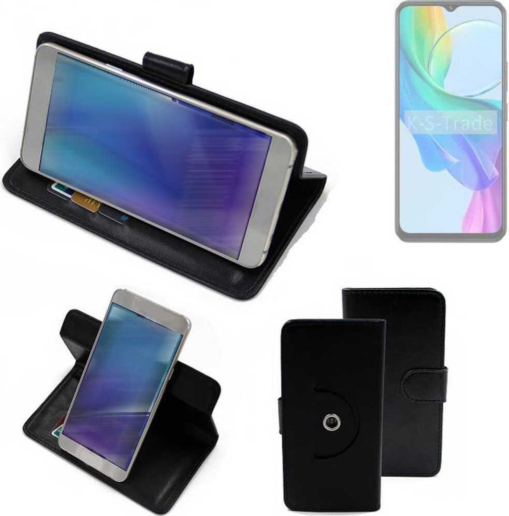 K-S-Trade Case Schutzhülle Handyhülle kompatibel mit Vivo Y03 Flipcase Smartphone Cover Handy Schutz Tasche Klapphülle Walletcase schwarz (1x)