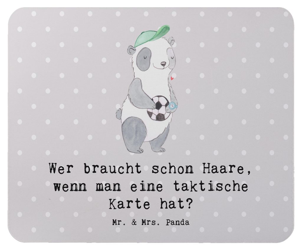 Mr. & Mrs. Panda Mauspad Fußballtrainer Einzigartig - Grau Pastell - Geschenk, Beruf, Mousepad, Team, Berufe, handgefertigte Geschenke, Geschenkid...