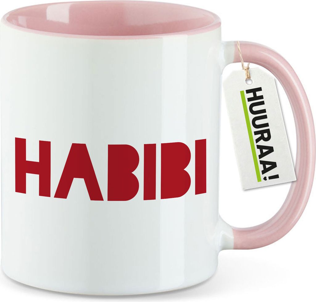 Huuraa Kaffeetasse Habibi Schatz Freund 330ml Rosa Keramik Kaffeebecher Geschenkidee