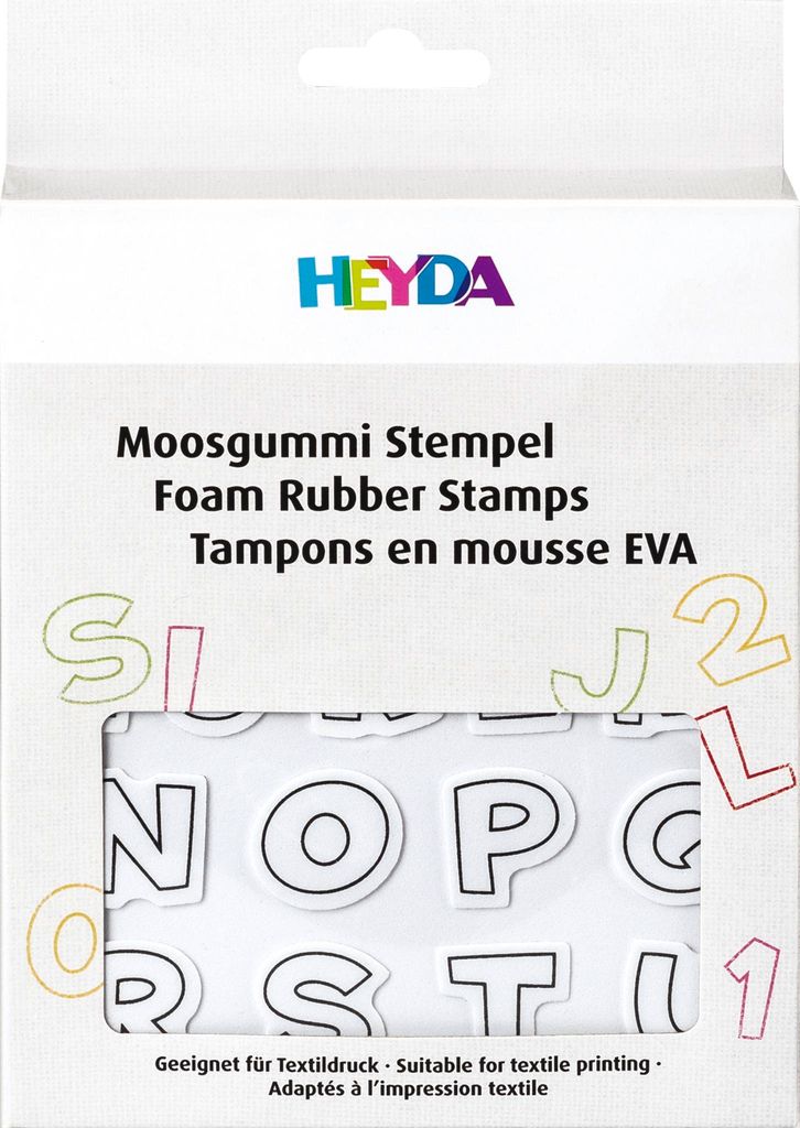 HEYDA Moosgummi Stempel-Set "Buchstaben & Zahlen" Set I 47 Stempel