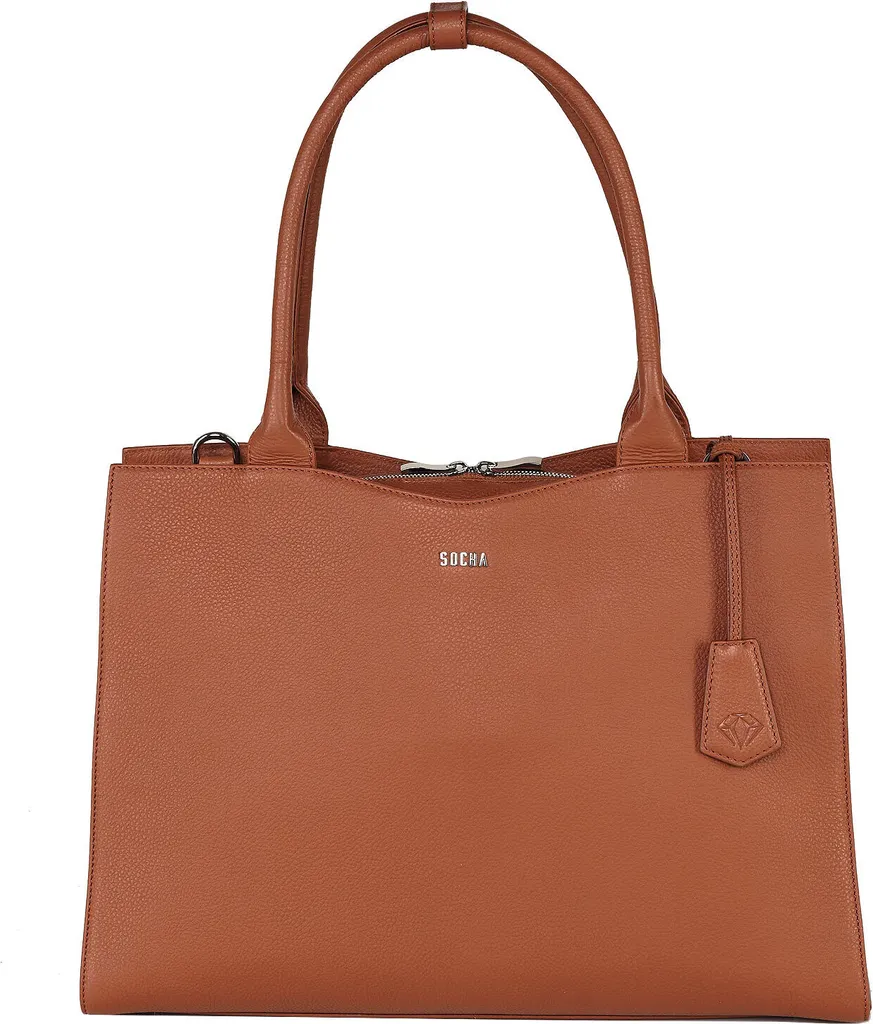 Sac à main business Diamond Edition Cognac 15.6 pouces en cuir véritable