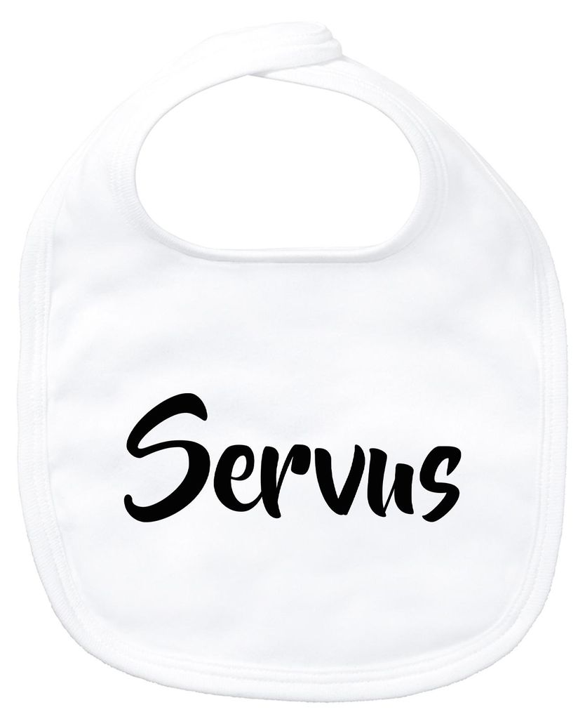 Huuraa Baby Lätzchen Servus Schriftzug White Klettverschluss Baumwolle Latz Geschenkidee