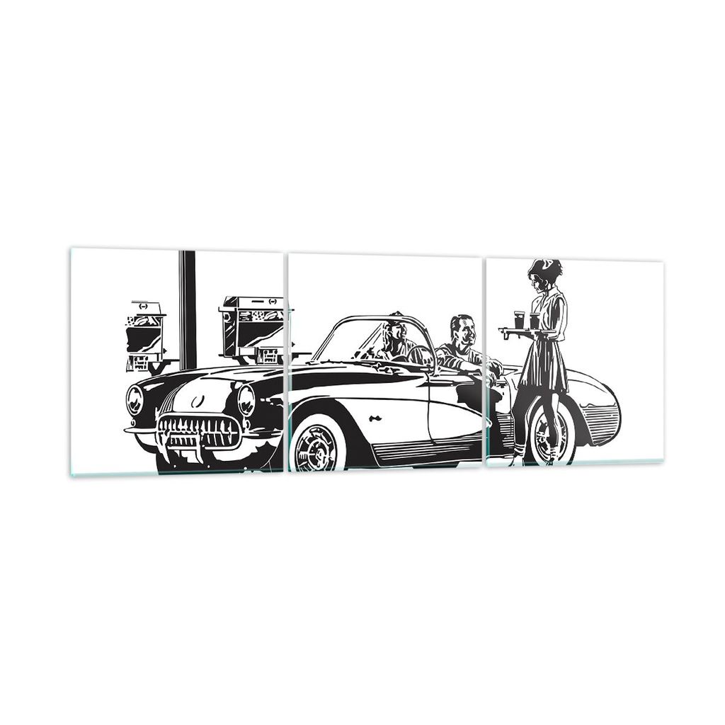 Bilder auf glas - Bar Auto Straße - 120x40cm - Glasbilder - Wandbilder - Kunstdruck - zum Aufhängen bereit - Wanddekoration aus Glas - Glas Bilde...
