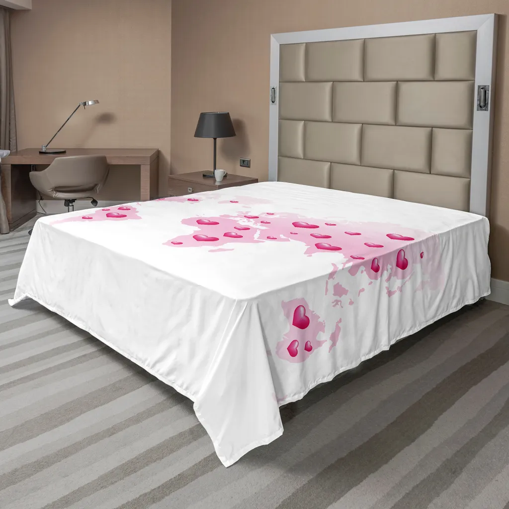 Drap de lit Princesse pour Chambre Fille, Motif Carte du Monde 244x205