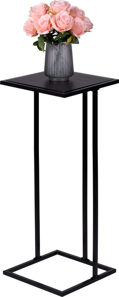 Arti Casa Beistelltisch Metall und MDF - 58 x 33 x 33 CM - Bettisch - Pflanzenständer - Laptoptisch - Industrieller Look - Schwarz