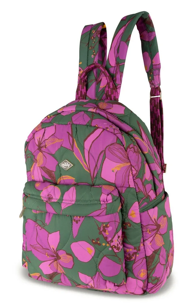 Oilily Beau Backpack sac à dos ordinateur portable vert forêt à fleurs - 3