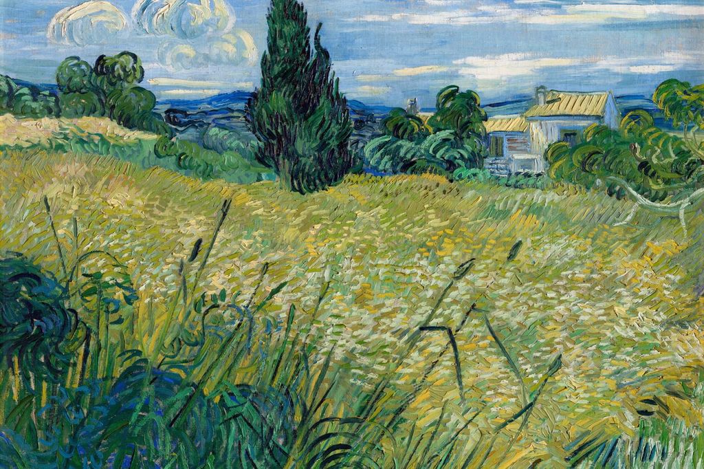 Plakat 30x20cm Grünes Weizenfeld mit Zypresse, Van Gogh Vintage