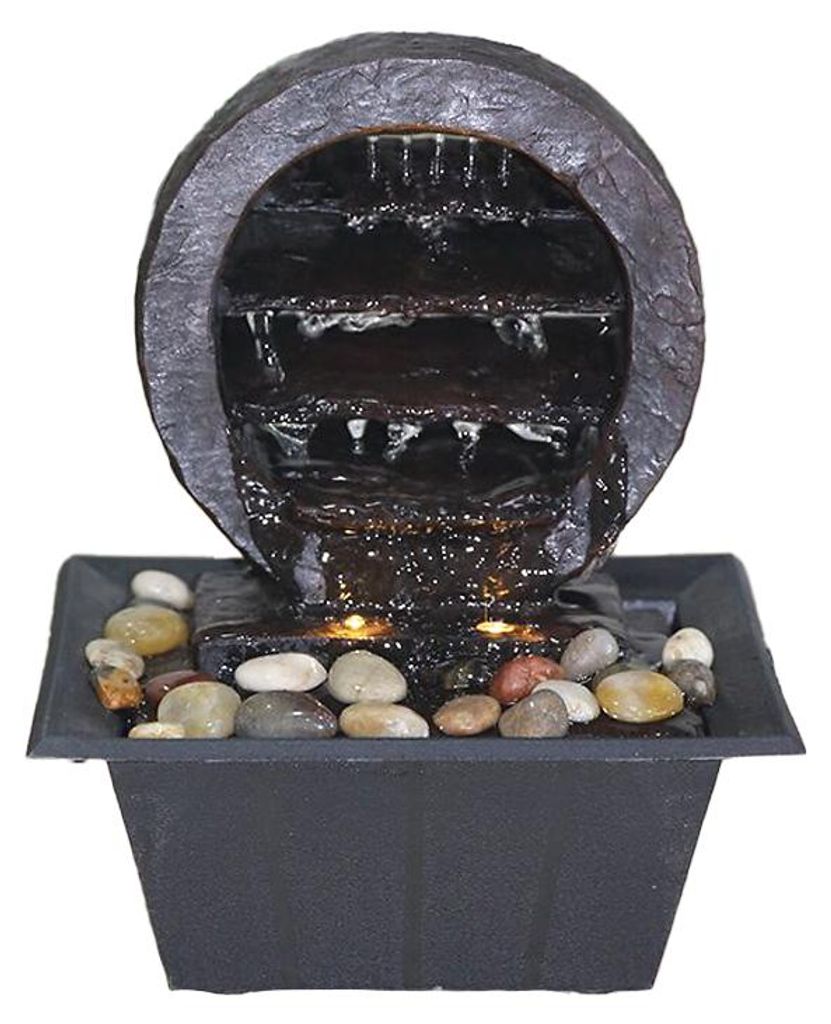 Zimmer-Tischbrunnen mit LED Beleuchtung Zen rund Produktbild 
