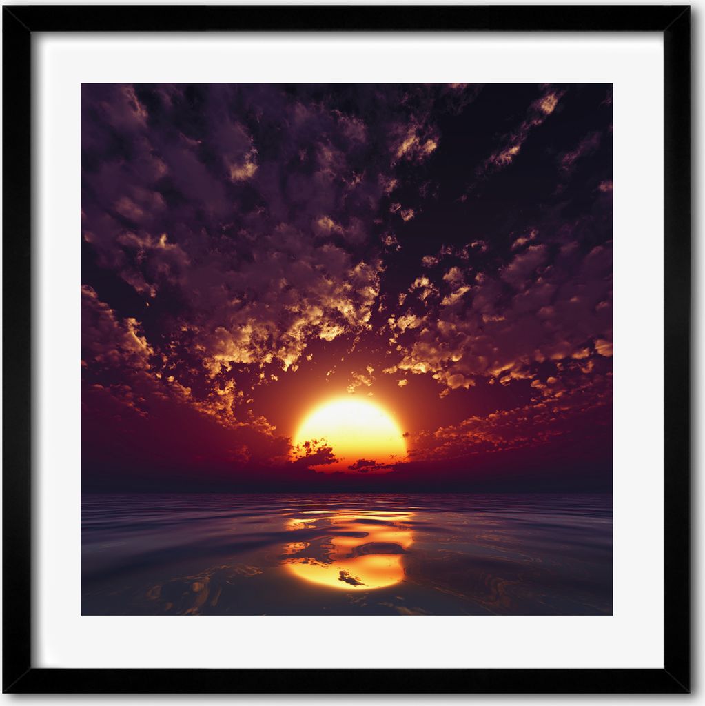 Bild - 50 cm x 50 cm - MDF - Rahmen, Wandkunst - Sonnenuntergang