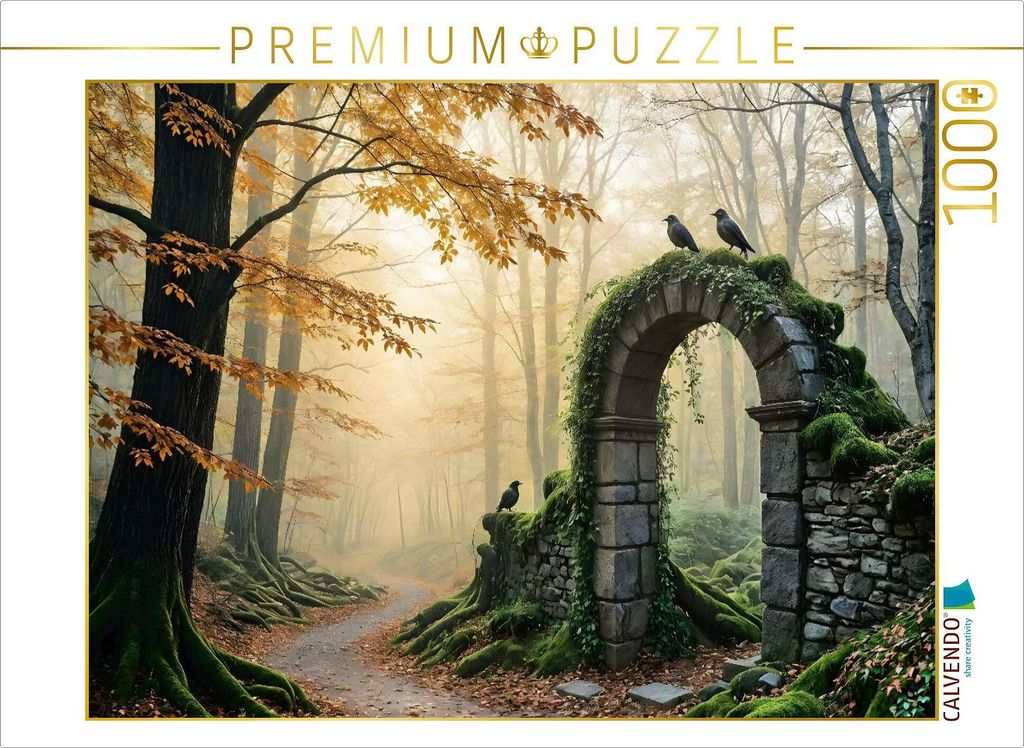 CALVENDO Puzzle Die Wächter der Stille - Raben über der alten Ruine | 1000 Teile Lege-Größe 64x48cm Foto-Puzzle für glückliche Stunden