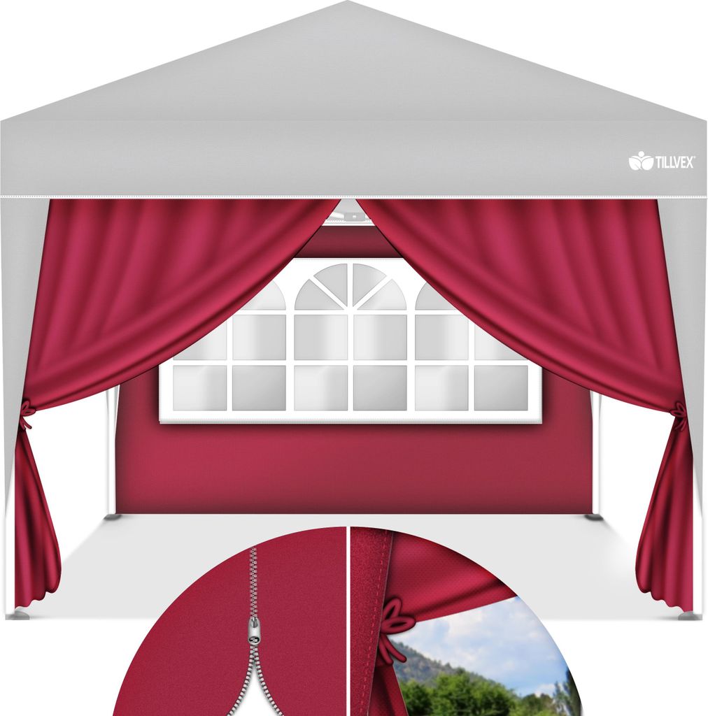 tillvex® 2X boční stěna červená pro pavilon 3x3m & 3x6m | Obrázek produktu 