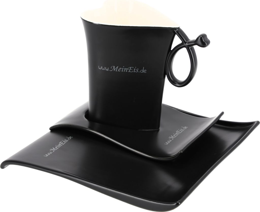 TIBU Tasse und Untertasse Set Herzform Beige Keramik Kuchenteller Dessertteller Kaffee Tee kreatives Geschenk Valentinstag Geburtstag (400ml)