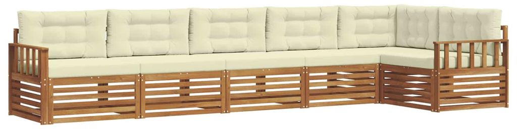 vidaXL Outdoor-Sofagarnitur mit Kissen 6 pcs Natur und Creme