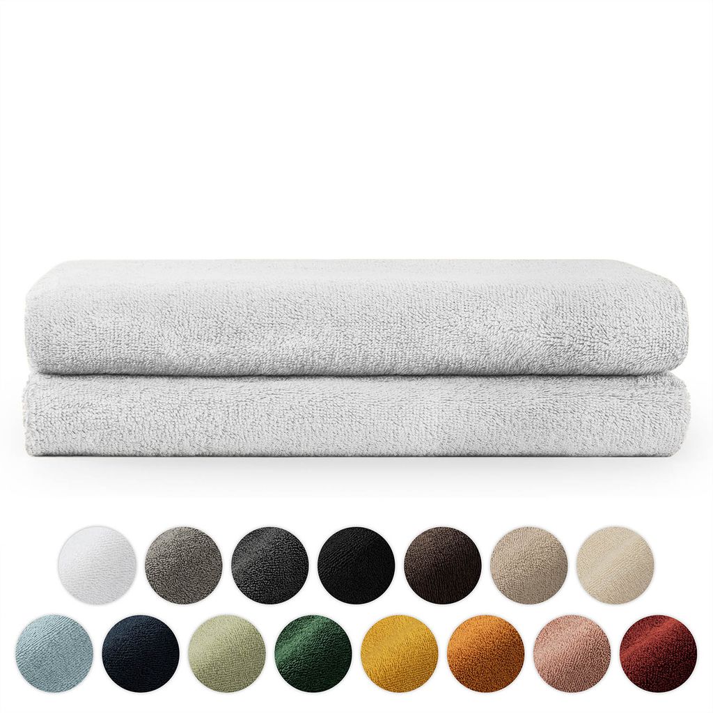 Blumtal Premium Frottier Handtücher Set mit Aufhängschlaufen - Baumwolle , weich, saugstark - 2X Badetuch (70x140 cm), Weiß