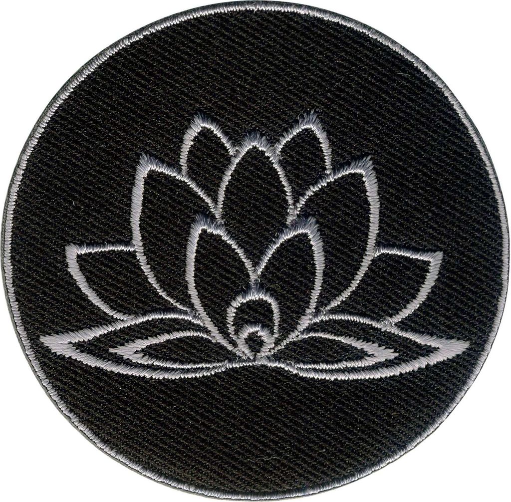 Aufnäher - Lotus Blume - Blüte - Patch silber