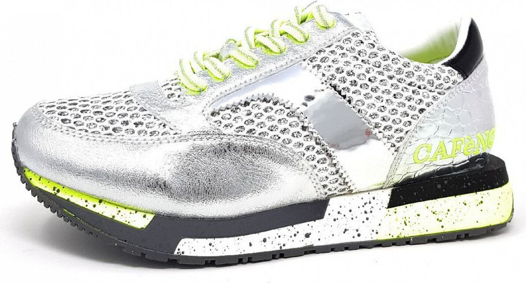 CAFeNOIR Damenschuhe Halbschuhe Bequem Sneaker Silber, Schuhgröße:36 EU