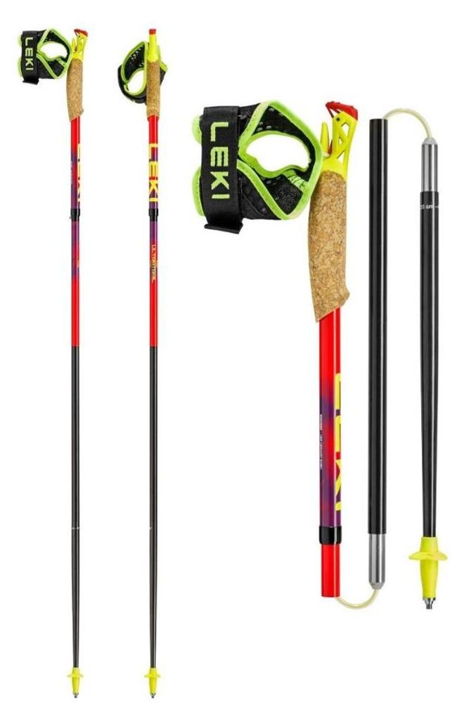 LEKI Ultratrail FX One Wanderstöcke, leuchtend rot/violett/neongelb Rot 130 cm