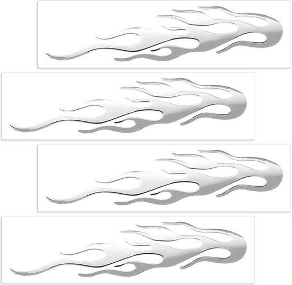 4 Stück Wasserfeste Autosticker - Silber - Streifen - Rennsport - Auto - Fahrrad Deko