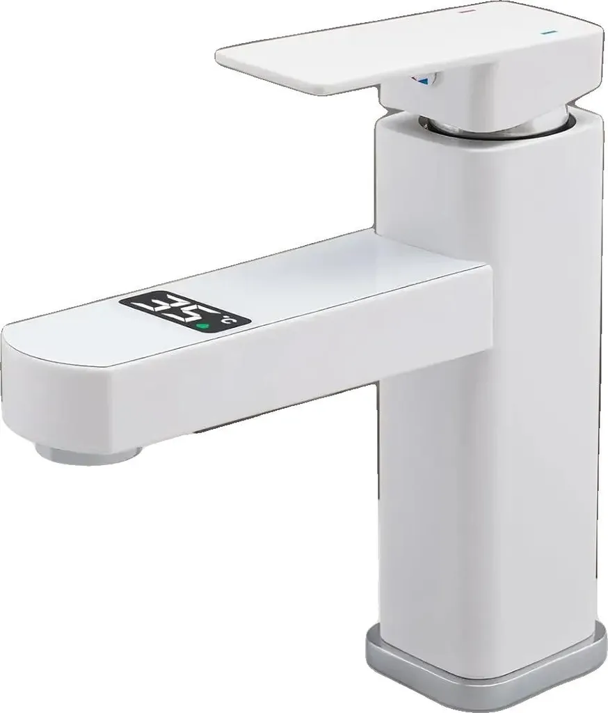 Miscelatore Design Bianco LED Digitale per Lavabo - Lusso Moderno - 1