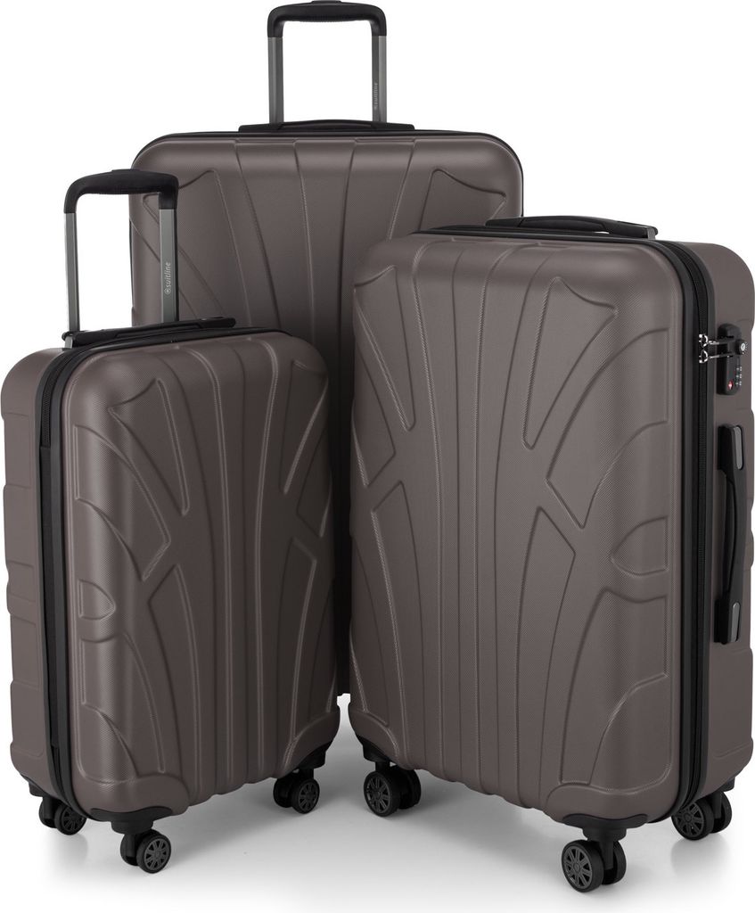 Suitline - 3er Kofferset Rollkoffer Hartschalenkoffer 4 Rollen Handgepäck-Trolley und Aufgabegepäck Koffer erweiterbar Travel Luggage Gepäck Set...