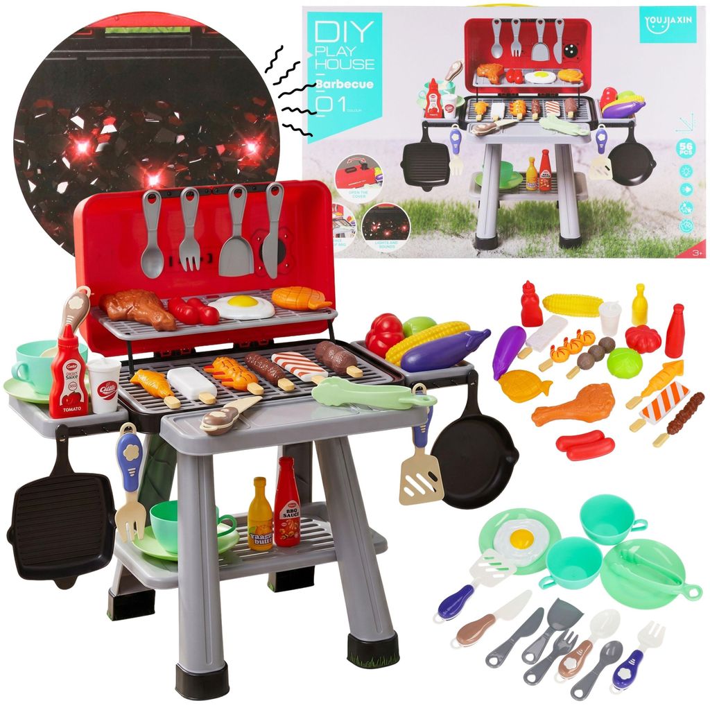 Barbecue-Grill für Kinder mit Deckel und Zubehör – Produktbild 