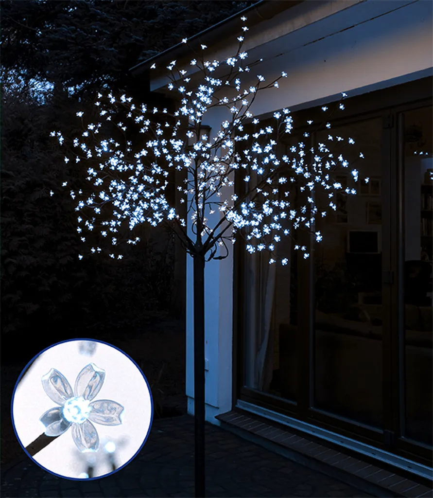 Cerisier en fleurs 600 LEDs blanc froid 3.09m - Réf 76002 pour extérieur