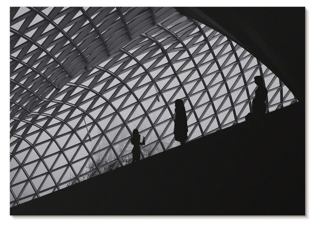 POSTER - 42x29 cm (A3) - El - Kontrast zur modernen Dachsilhouette - Wandbild für Wohnzimmer Schlafzimmer & Flur, Modernes Poster Wanddeko, Ungerahmt