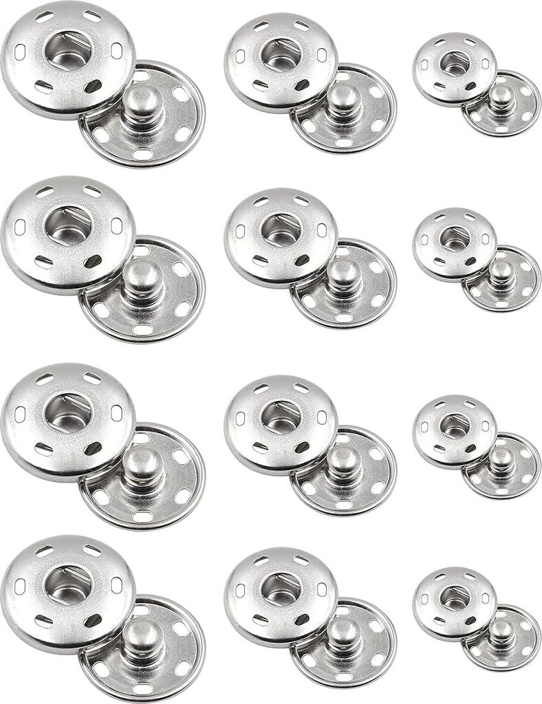 12 Sätze Druckknöpfe Set, Annähen Druckknöpfe aus Metall 7.5mm/8.5mm/12mm für Geldbeutel, Handtasche, Kleidung, Schuhe, Nähreparatur, Handwer...