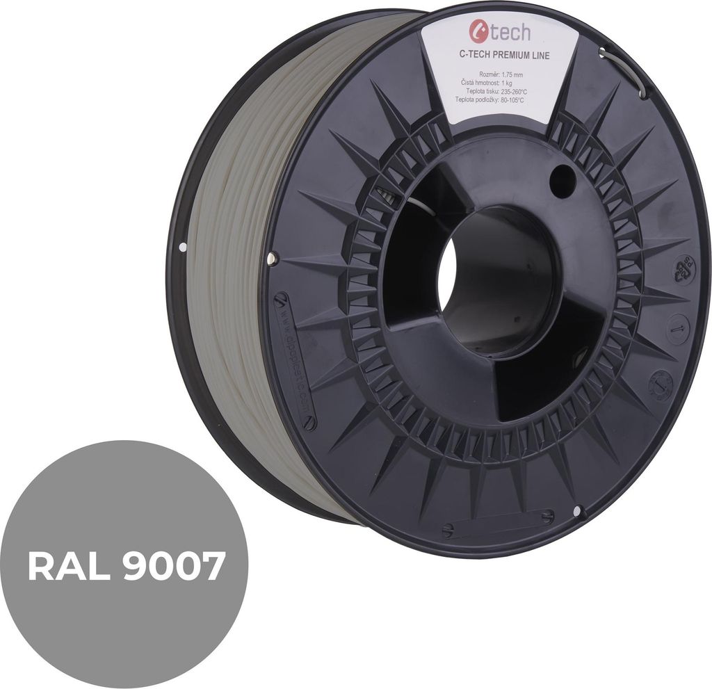 C-TECH Filament PREMIUM LINE PLA grau-aluminium RAL9007