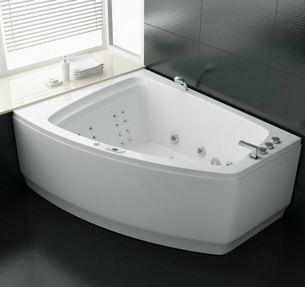 Luxus LED Whirlpool Badewanne SET 180x140cm + Heizung+Hydrojets+Ozon +Radio 2024