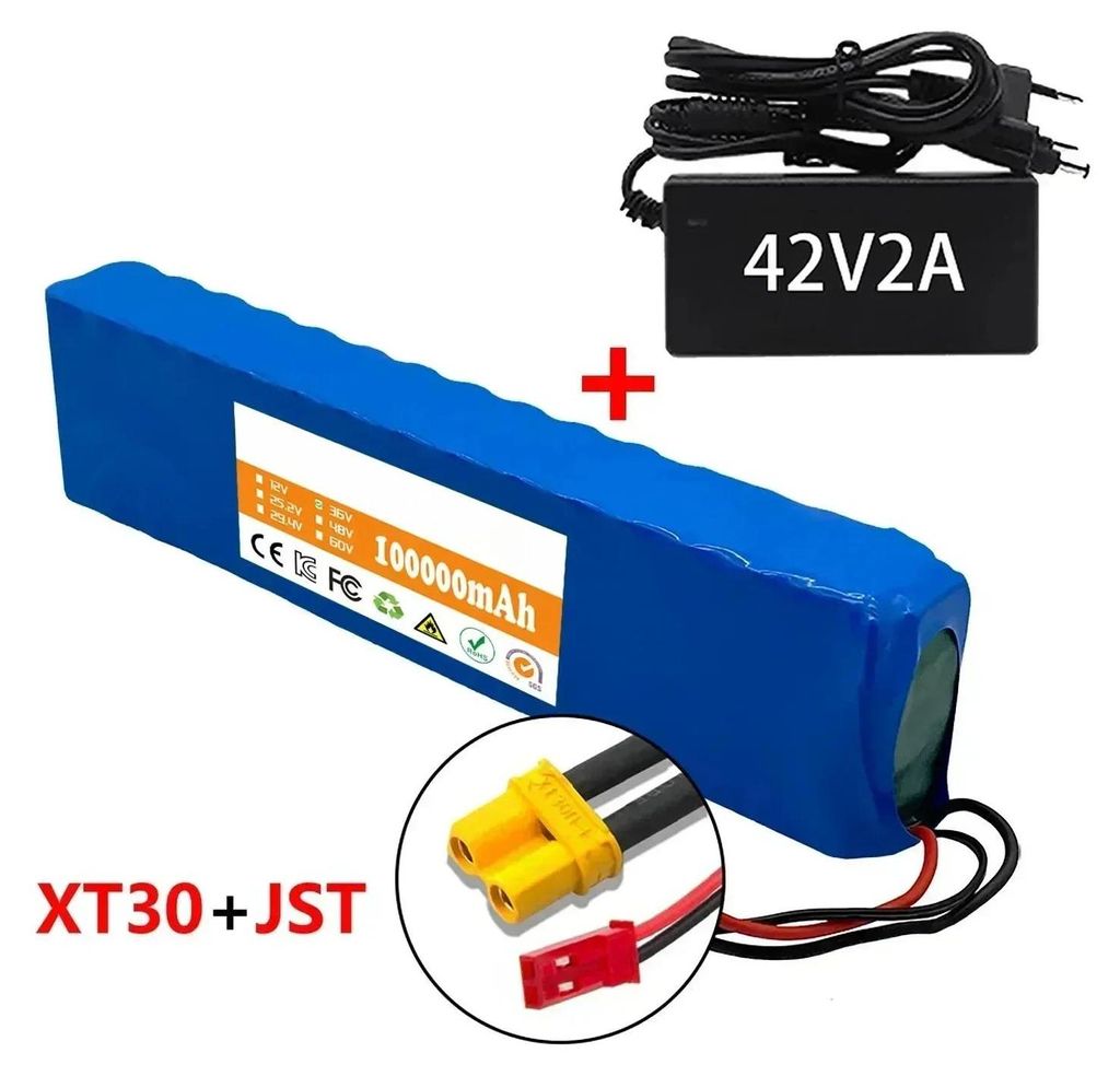 E-Bike Akku - 36V 100Ah Li-Ion Akku-Pack - XT30-JST Stecker - Für 150–500W Motoren - 18650 Zellen