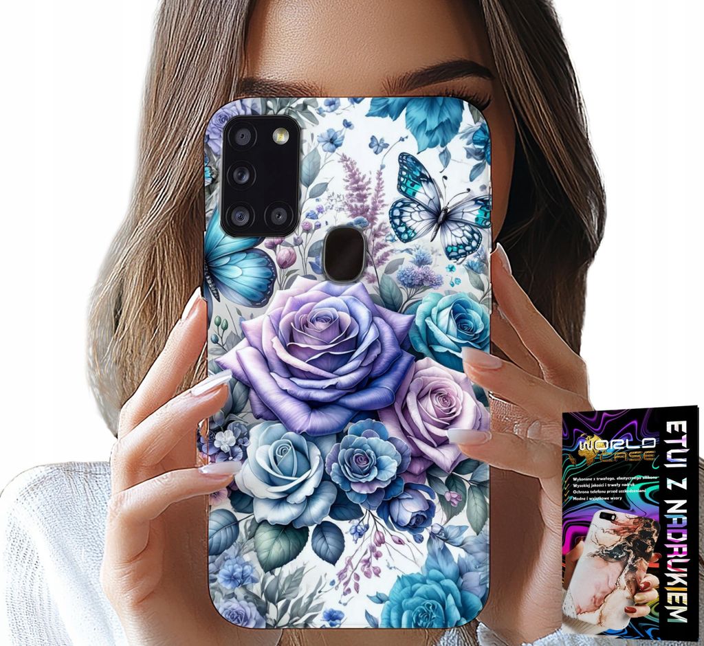 Etui Für Samsung Galaxy A21S - Flower Flower Design Hülle + Glas